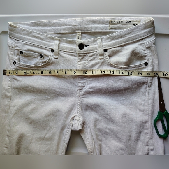 Rag & Bone Dre Capri White Distressed Women's Jeans, Frayed, Stretch, sz 28. - Picture 13 of 16